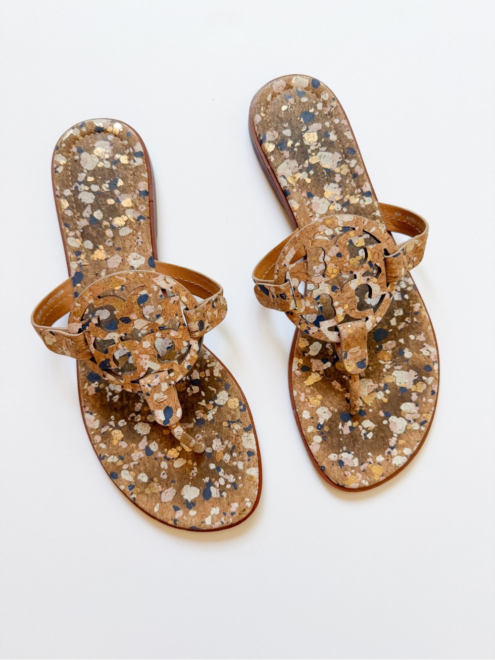 Tory Burch Brown Speckled Leather Miller Sandals size 9